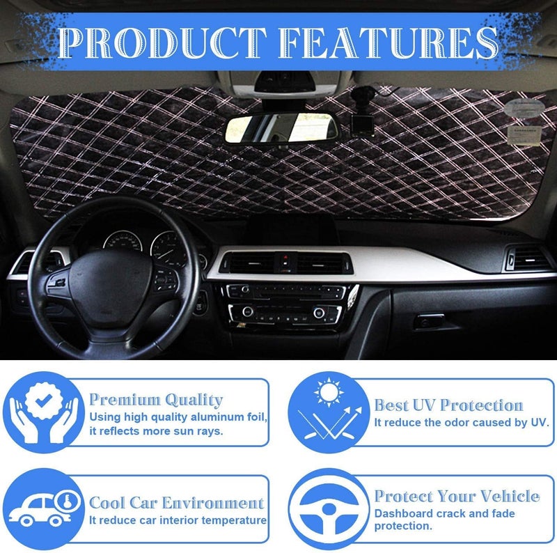 Excefore Car Windscreen Sun Shade UV Front Screen Sunshade Cover Protector - Image 3