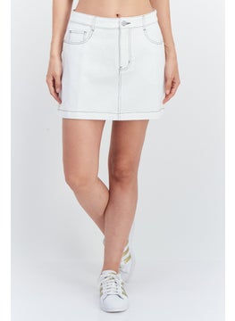 Esprit x Rest and Recreation Women Plain Denim Mini Skirt, White  - Image 1