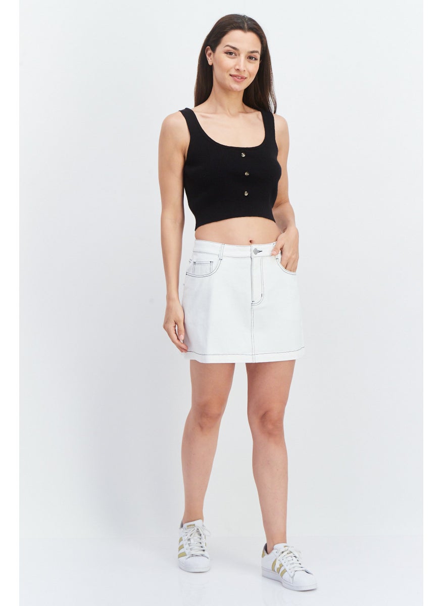 Esprit x Rest and Recreation Women Plain Denim Mini Skirt, White  - Image 2