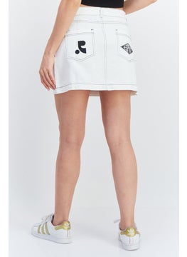 Esprit x Rest and Recreation Women Plain Denim Mini Skirt, White  - Image 4