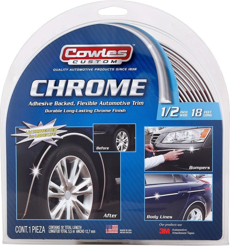 Cowles تريم السيارات الكروم المخصص من كولز 1/2" × 18'  - Image 1