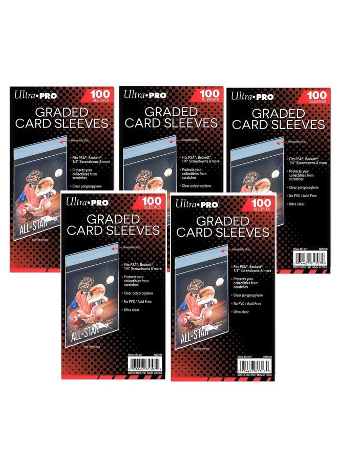 Ultra Pro 5 Ultra Pro Graded Card Sleeve Packs with Resealable Strip 500 Total (5 100ct Packages). Protects Graded Cards From Scratching and Dust. For Use w/ Beckett, Bgs, PSA and More.  - Image 2