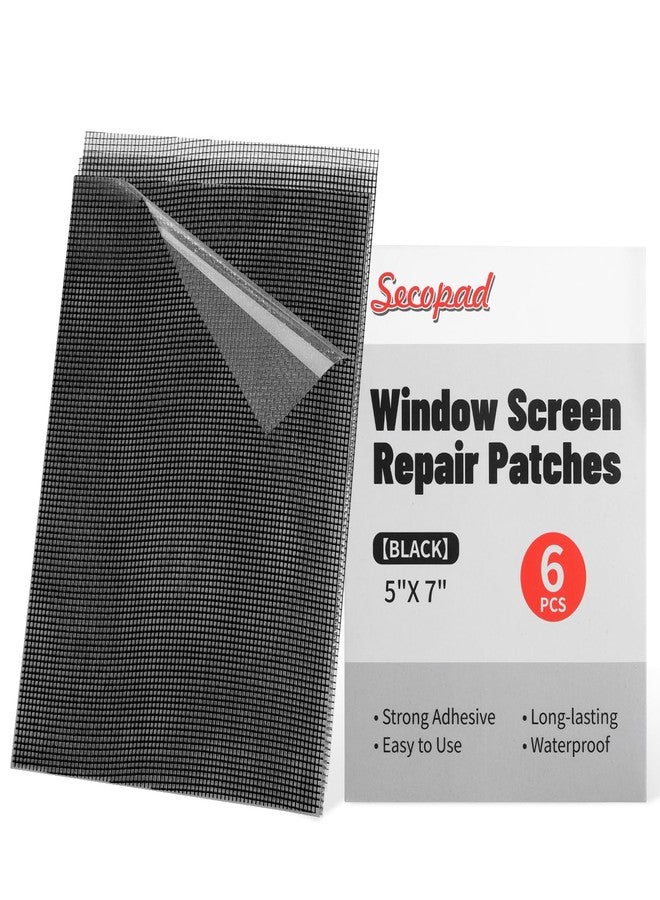 Secopad 5" x 7" Black/Grey Screen Repair Kit, 6 PCS Window Screen Patch Repair Tape for Mesh Window Screen Door Repair, Strong Adhesive Fiberglass Screen Repair - Image 1