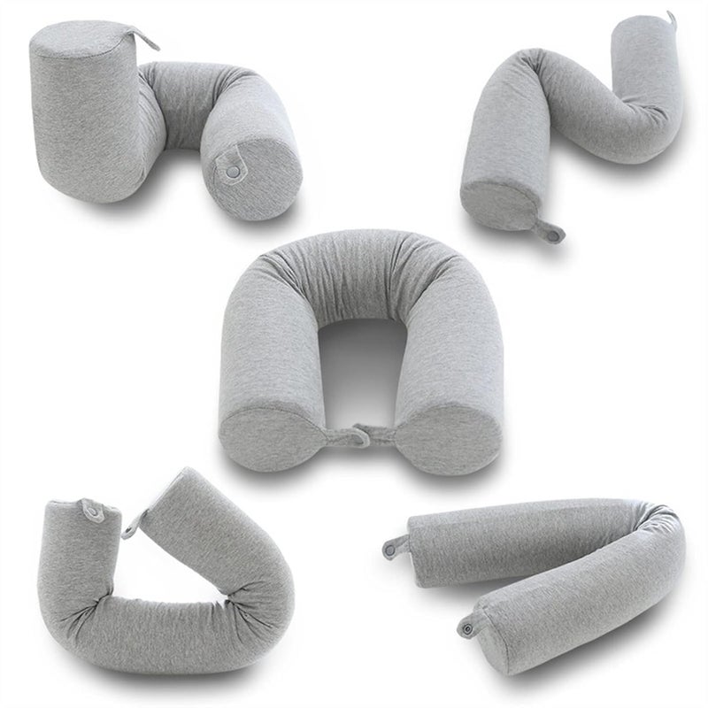 BVSPA BVSPA Premium Adjustable UShaped Memory Pillow Bent Freely Travel Neck Pillow Cylindrical Cotton Pillow Free Eyemask and Earplug for OfficeTrain Color Gray Twist Color Gray Twist - Image 2