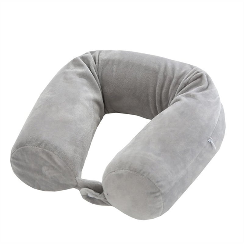 BVSPA BVSPA Premium Adjustable UShaped Memory Pillow Bent Freely Travel Neck Pillow Cylindrical Cotton Pillow Free Eyemask and Earplug for OfficeTrain Color Gray Twist Color Gray Twist - Image 1