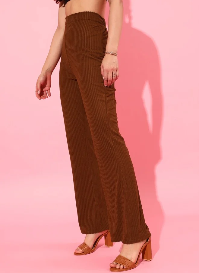 STREET 9 BASICS Brown Flared Trousers for Women
