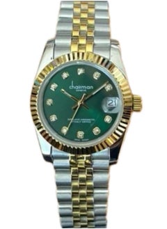 Chairman GENEVE Chairman Geneve Two-Tone Stainless Steel Watch, Green Dial, Date Display 