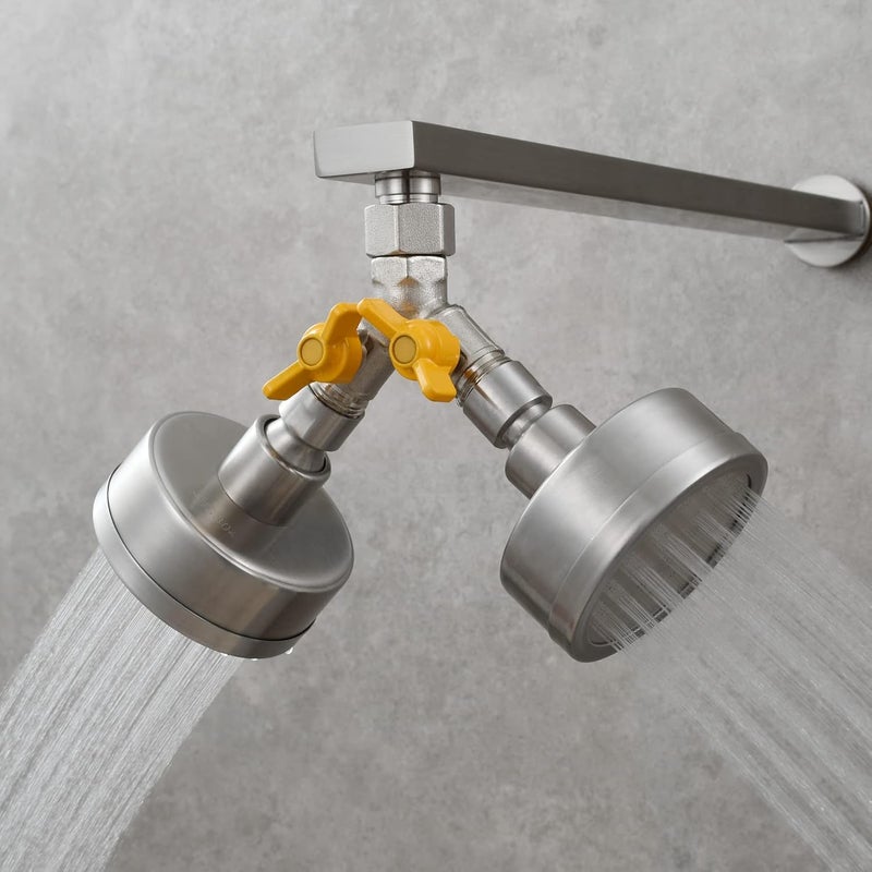 Tecmolog Shut Off Valve Brass Shower Diverter 3 Way Diverter Valve Brushed Nickel Faucet Splitter for Showerhead, DSF009A - Image 2