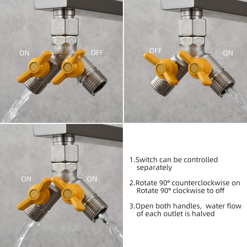 Tecmolog Shut Off Valve Brass Shower Diverter 3 Way Diverter Valve Brushed Nickel Faucet Splitter for Showerhead, DSF009A - Image 5