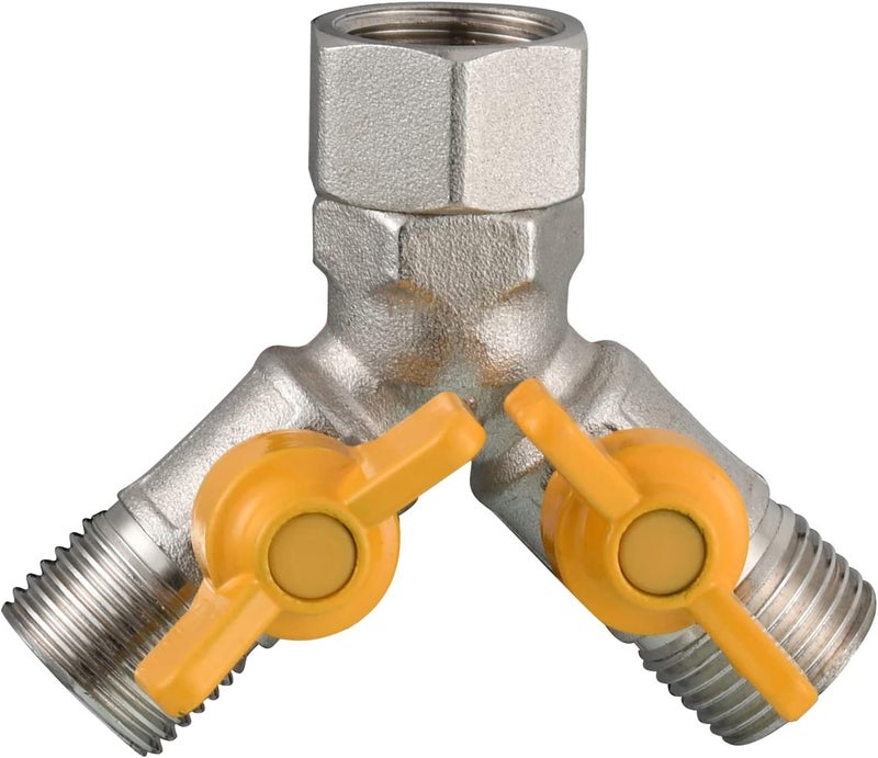 Tecmolog Shut Off Valve Brass Shower Diverter 3 Way Diverter Valve Brushed Nickel Faucet Splitter for Showerhead, DSF009A - Image 1