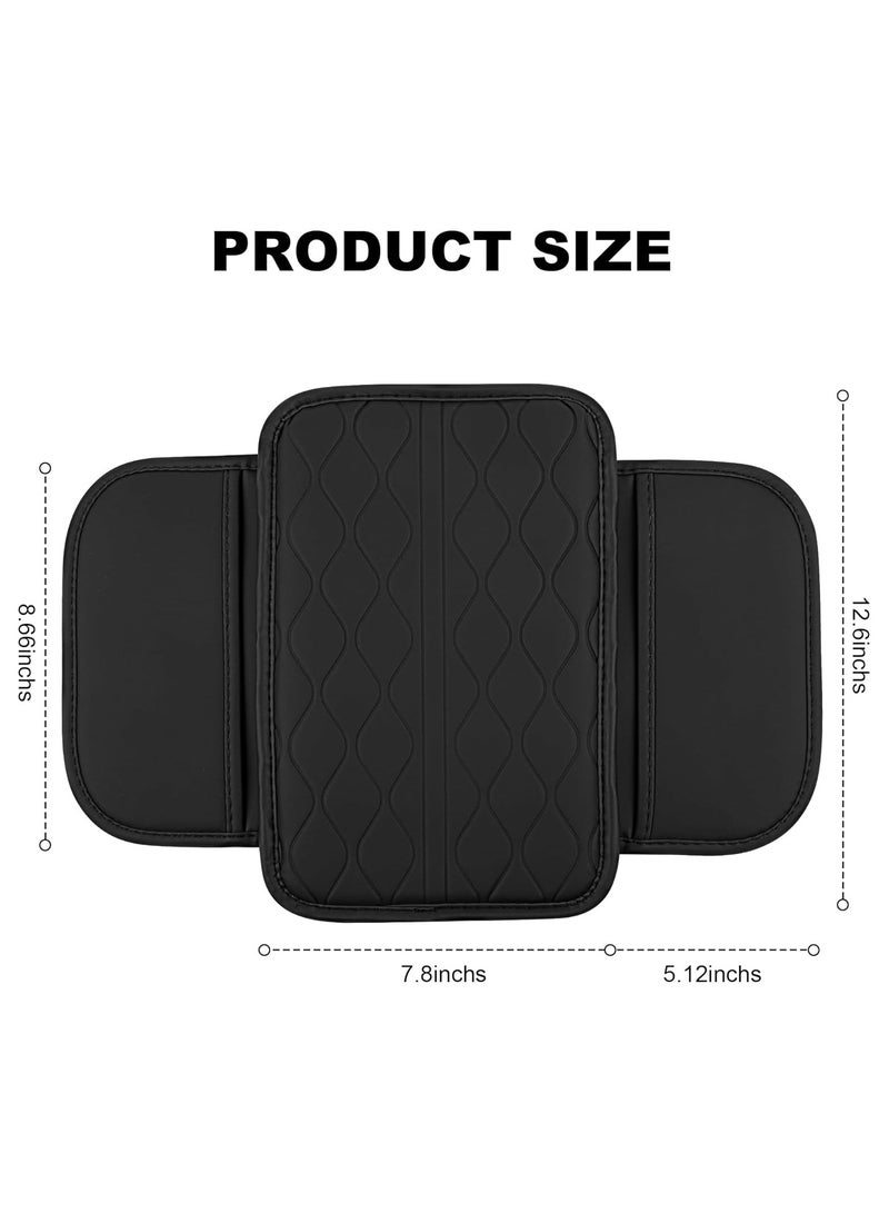 Generic Car Center Console Cover,Leather Car Armrest Cover with 2 Storage Bags,Universal Car Arm Rest Cover,Car Interior Accessories Protector for Most Vehicle Black  - Image 2