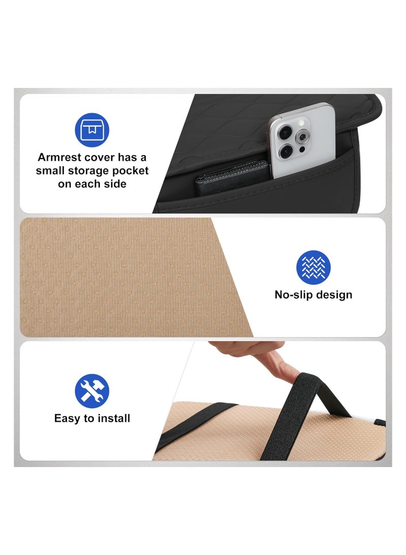 Generic Car Center Console Cover,Leather Car Armrest Cover with 2 Storage Bags,Universal Car Arm Rest Cover,Car Interior Accessories Protector for Most Vehicle Black  - Image 3