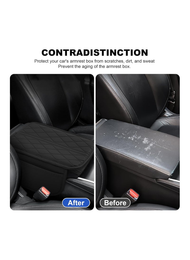 Generic Car Center Console Cover,Leather Car Armrest Cover with 2 Storage Bags,Universal Car Arm Rest Cover,Car Interior Accessories Protector for Most Vehicle Black  - Image 5