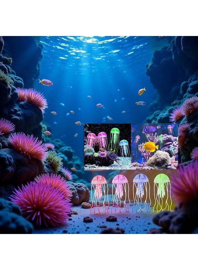 RESONIX Glowing Jellyfish Aquarium Decorations - Soft Silicone Floating Artificial Jellyfish for Fish Tanks, Fluorescent Decor for Freshwater & Saltwater Aquariums (4 Pcs Set) - Image 3