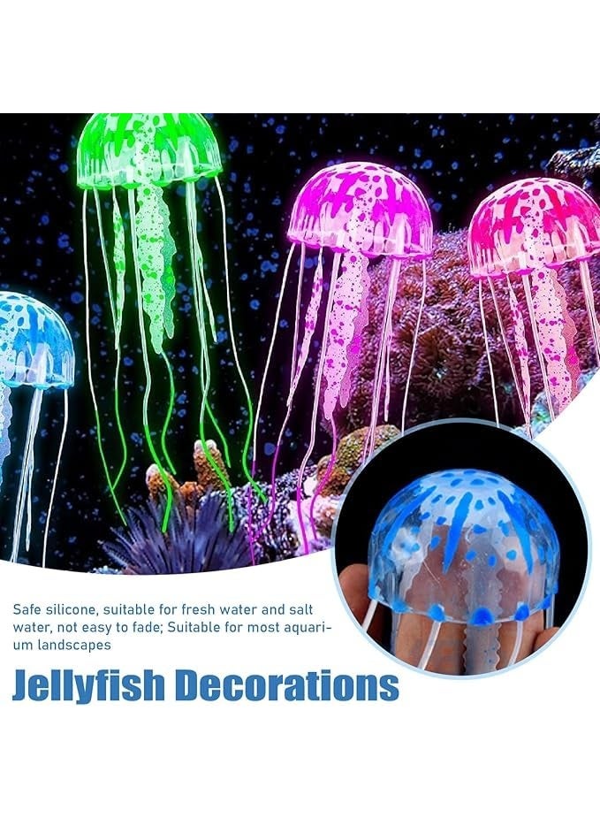 RESONIX Glowing Jellyfish Aquarium Decorations - Soft Silicone Floating Artificial Jellyfish for Fish Tanks, Fluorescent Decor for Freshwater & Saltwater Aquariums (4 Pcs Set) - Image 2