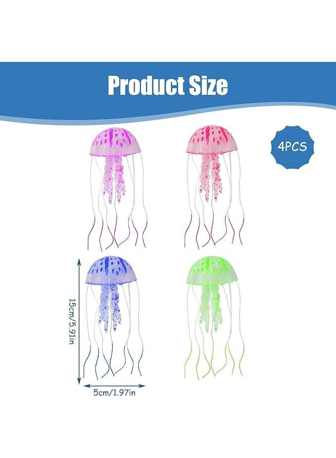 RESONIX Glowing Jellyfish Aquarium Decorations - Soft Silicone Floating Artificial Jellyfish for Fish Tanks, Fluorescent Decor for Freshwater & Saltwater Aquariums (4 Pcs Set) - Image 5