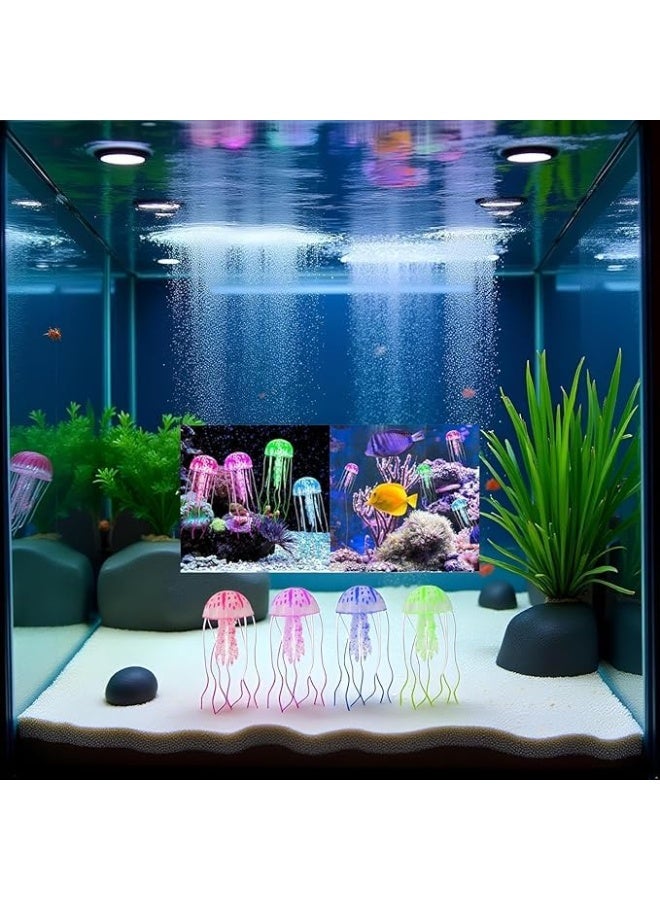 RESONIX Glowing Jellyfish Aquarium Decorations - Soft Silicone Floating Artificial Jellyfish for Fish Tanks, Fluorescent Decor for Freshwater & Saltwater Aquariums (4 Pcs Set) - Image 4