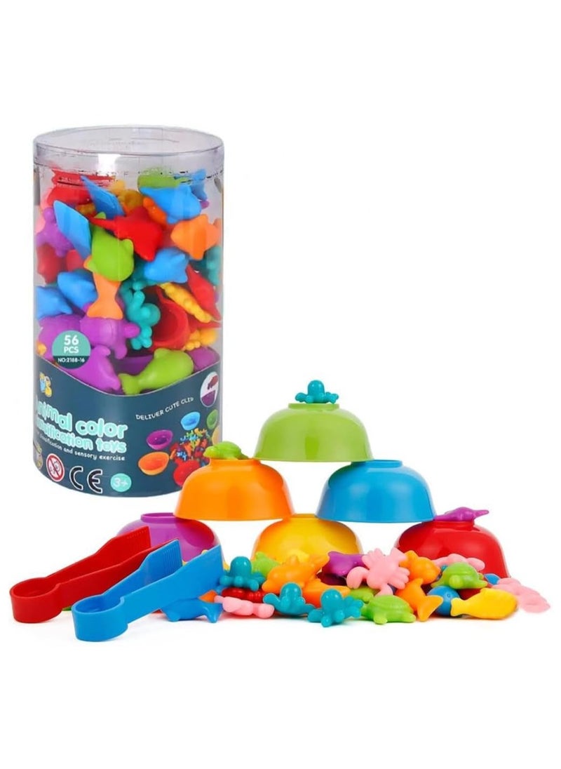 Home Smart Home Smart Color Classification Educational Counting Toy with Bowls and Tongs for Kids Colorful Sea Creature Counting for Learning  - Image 1