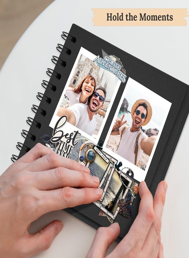 Hiwhy Polaroid Scrapbook Photo Album, 6.3"x6.3" DIY Scrapbook Album Hardcover Kraft Paper with 20 Sheets 40 Pages, Stylish Memory Book for Wedding, Anniervsary, Family, Travel, Black - Image 5
