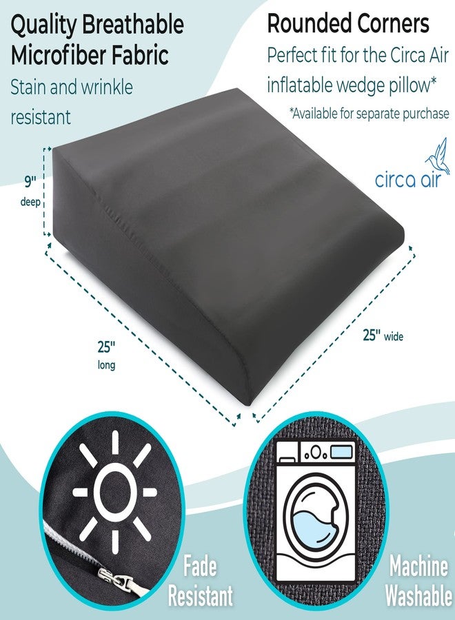 Circa Air Microfiber Pillowcase, 100% Soft, Ultra Breathable, Zip Cover, Dark Gray (24x24x8 inch), Perfect Fit for Inflatable Wedge Pillow - Image 3
