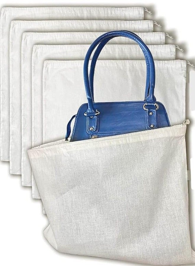 Breezy Blends 5 Pack Cotton Dust Bags for Handbags, Purses, Shoes, Boots & Travel Storage Pouch (18×18 in, Beige) - Drawstring Bag for Protection and Organization - Image 1