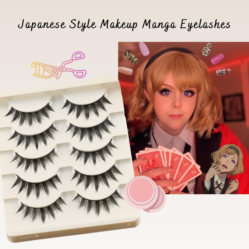 beyonday 5 Pairs Cosplay Manga Lashes 3D Little Devil Spiky Eyelash Cute Doll Anime Lashes Japanese Style Makeup Eyelashes Natural Look Halloween Lash Beauty Extension Tools - Image 2