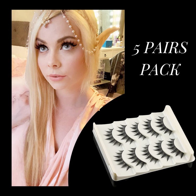 beyonday 5 Pairs Cosplay Manga Lashes 3D Little Devil Spiky Eyelash Cute Doll Anime Lashes Japanese Style Makeup Eyelashes Natural Look Halloween Lash Beauty Extension Tools - Image 5
