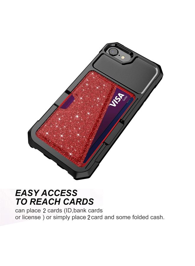 S-TOP Case For iPhone SE 2022 / SE 2020 / 8 / 7 Glitter Magnetic Card Bag Phone Case - Image 3
