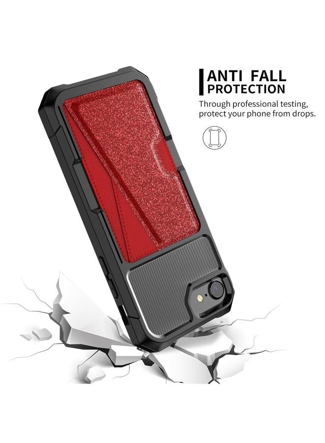 S-TOP Case For iPhone SE 2022 / SE 2020 / 8 / 7 Glitter Magnetic Card Bag Phone Case - Image 4