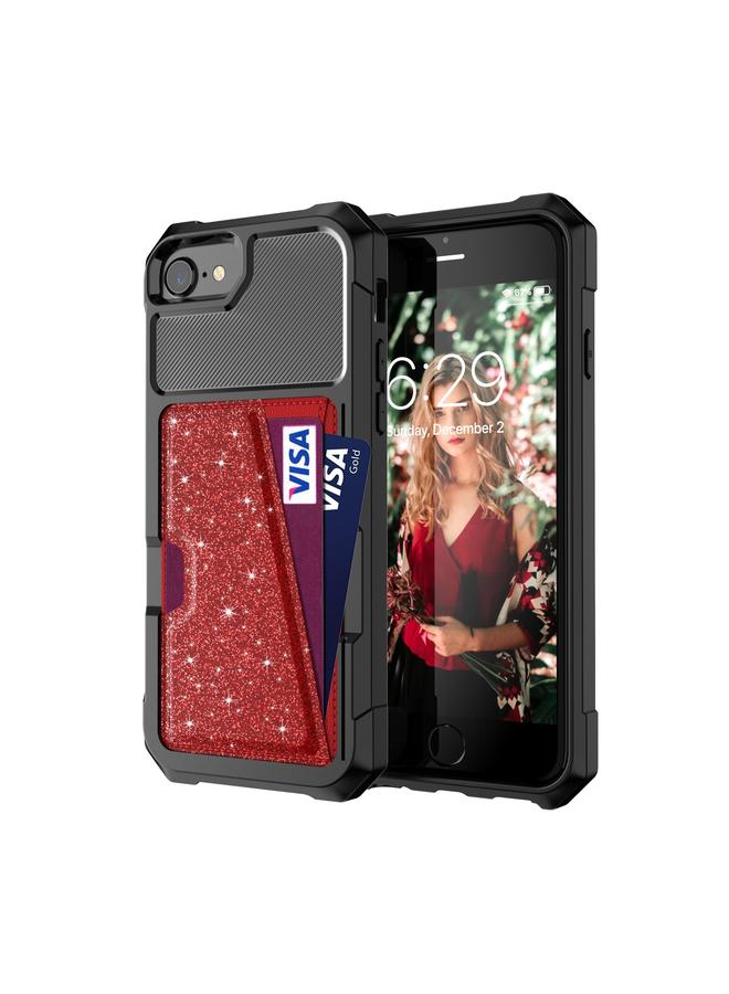 S-TOP Case For iPhone SE 2022 / SE 2020 / 8 / 7 Glitter Magnetic Card Bag Phone Case - Image 2