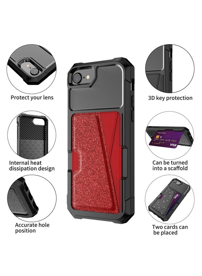 S-TOP Case For iPhone SE 2022 / SE 2020 / 8 / 7 Glitter Magnetic Card Bag Phone Case - Image 5