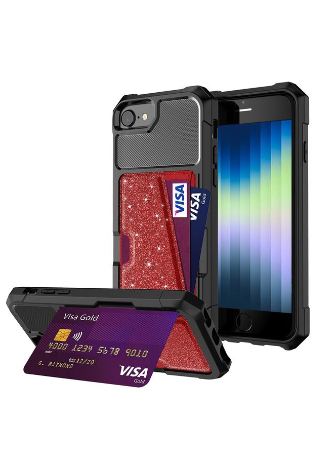 S-TOP Case For iPhone SE 2022 / SE 2020 / 8 / 7 Glitter Magnetic Card Bag Phone Case - Image 1