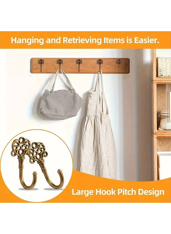 9pcs Elegant Zinc Alloy Utility Hooks Vintage Bronze Floral Design for Coats Bags Keys Small Space Storage - Image 5