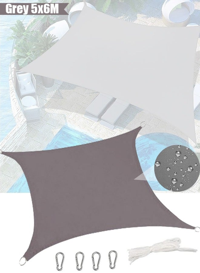 Generic Sun Shade Sails Heavy Duty Outdoor Shade Canopy Cover UV Block Canopy for Outdoor Patio Garden Backyard Waterproof Shade  (Grey 5x6M)  - Image 1