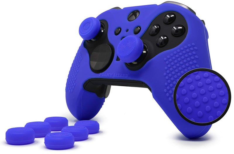 Foamy Lizard Elite Series 2 Studded Grip Skin for Xbox One Elite Series 2 Controller (NOT for Series X/S/Elite 1) by Foamy Lizard - Sweat Free Silicone w/Flat Top Anti-Slip Studs + 8 QSX-Elite Thumb Grips (Blue) - Image 1