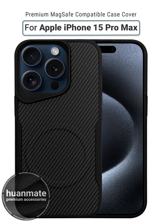 huanmate - Apple iPhone 15 Pro Max MagSafe Case Black- High Quality Strong Magnet, Wireless Charging Compatible, Shockproof Protection, Ultra Slim Anti-Scratch Magnetic Cover for Apple iPhone 15 Pro Max - Image 1