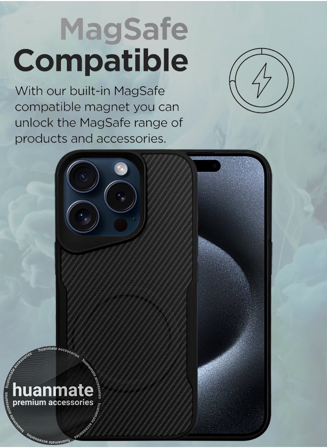 huanmate - Apple iPhone 15 Pro Max MagSafe Case Black- High Quality Strong Magnet, Wireless Charging Compatible, Shockproof Protection, Ultra Slim Anti-Scratch Magnetic Cover for Apple iPhone 15 Pro Max - Image 1