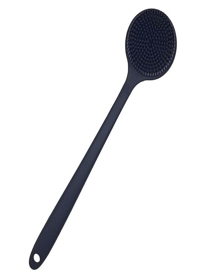 SGABANI Soft Silicone Back Scrubber Shower Bath Body Brush with Long Handle Dirt_Removal Back Scrubber | BPA-Free | For Men and Women (BLACK) - Image 1