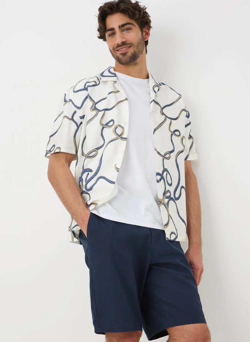 Matalan White Swirl Print Short Sleeve Shirt