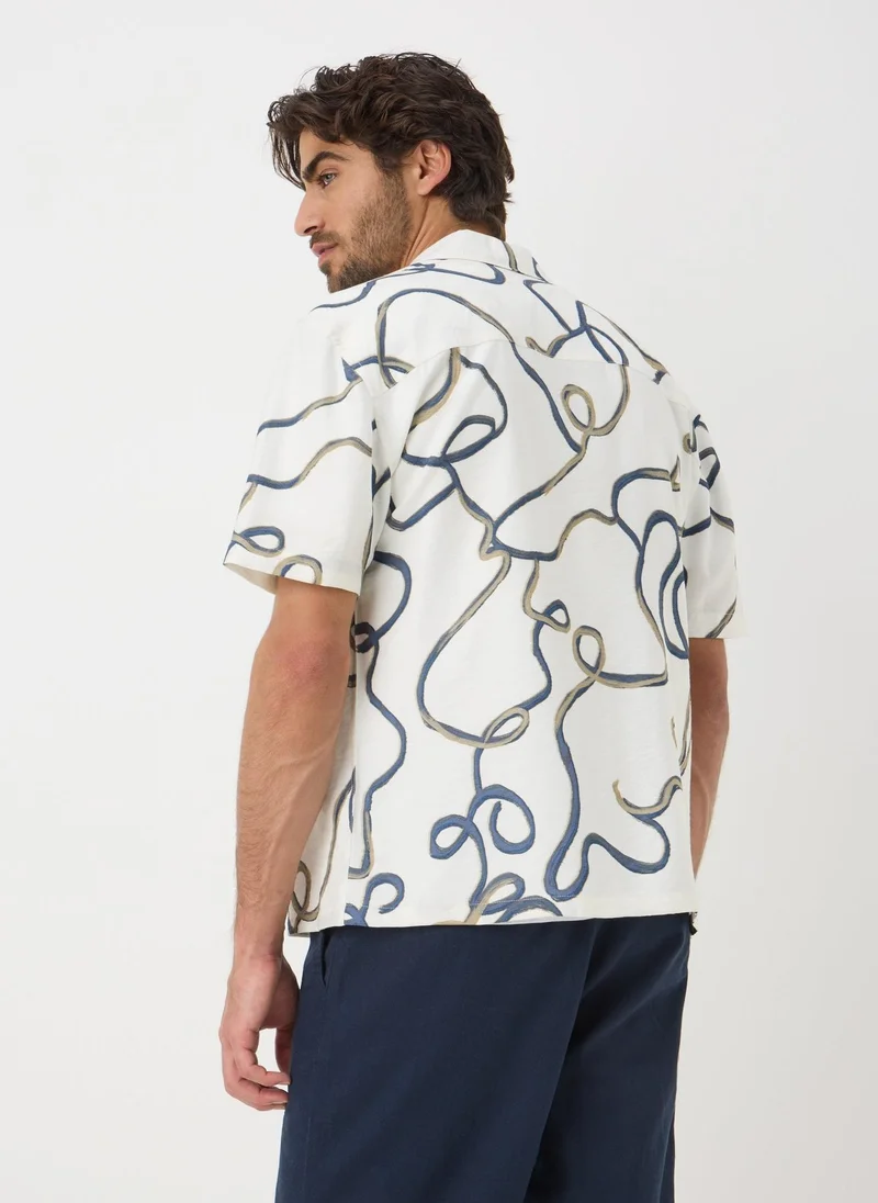 Matalan White Swirl Print Short Sleeve Shirt