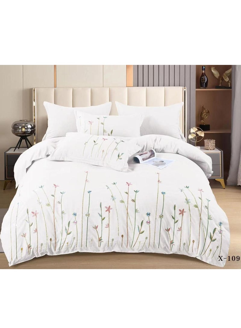 MMM HOME MMM HOME Embroidered 6pcs King size High Cotton Hotel Master Quality Microfiber Bedding Set Comforter/Bedsheet/Pillow covers set  - Image 1