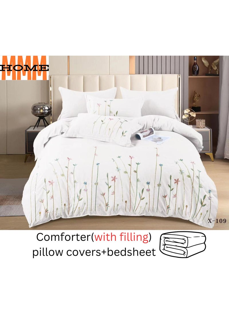 MMM HOME MMM HOME Embroidered 6pcs King size High Cotton Hotel Master Quality Microfiber Bedding Set Comforter/Bedsheet/Pillow covers set  - Image 2
