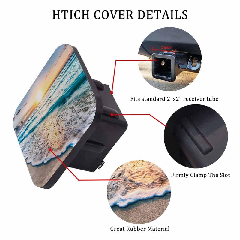 Beabes Ocean Sunrise Hitch Covers for Trucks Tropical Ocean Beach Sea Waves Trailer Hitch Cover  2 Inch Tow Receiver Tube Plug Cap  Trailer Hitch Cover Compatible for Cars Pickups - Image 3