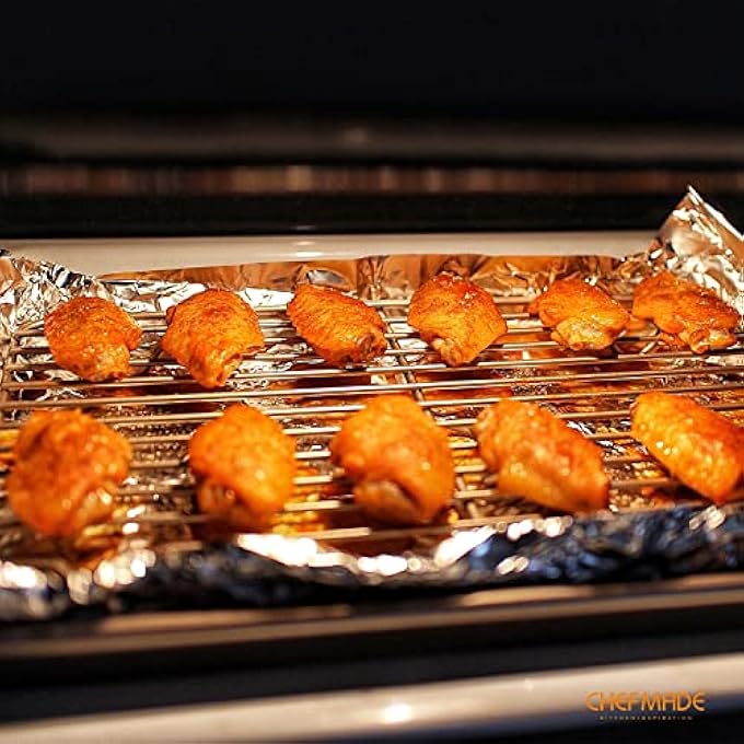 chefmade Roasting Pan With Rack 13 Inch Rectangular Nonstick Skillet With Wire Grid For Baking Bbq Jelly Roll And Roasting Champagne Gold - Image 3