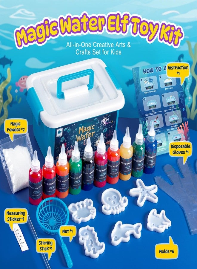 TMOL Magic Water Elf Toy Kit, Aqua Fairy Water Gel Kit for Kids with 10 Magic Gel & 6 Molds,Make Your Own Water Pets & Squishy Toys, Craft Kits for Kids Ages 6 7 8 9 10 Years Old - Image 2