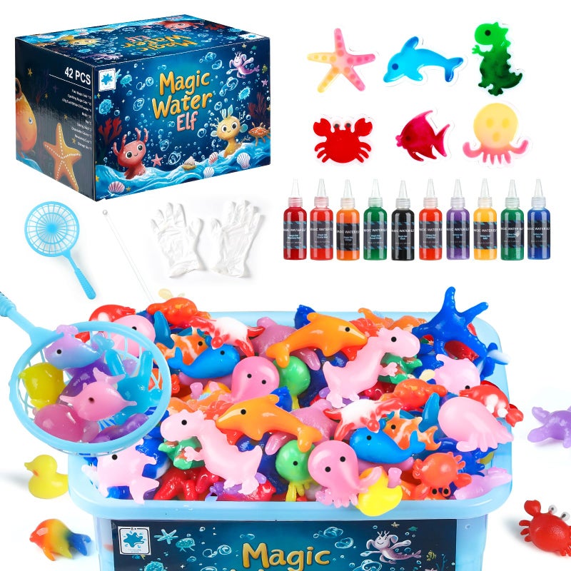 TMOL Magic Water Elf Toy Kit, Aqua Fairy Water Gel Kit for Kids with 10 Magic Gel & 6 Molds,Make Your Own Water Pets & Squishy Toys, Craft Kits for Kids Ages 6 7 8 9 10 Years Old - Image 1