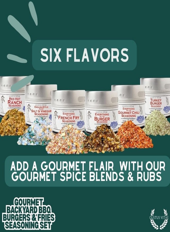 GUSTUS VITAE Gourmet Backyard BBQ Burgers & Fries Seasoning Set - Six Pack | Authentic Small Batch Seasoning Mixes - Built For Grilling | 6 Gourmet All Natural Spice Blends - | Hand Packed, Non GMO | GLP-1 Friendly | Sustainably Sourced, Made in USA | Artisanal Spice Blends, Marinades, and Rubs | Gustus Vitae | All Occasion Gift - Image 5
