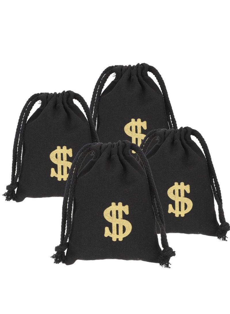 Set of 8 Vintage Money Drawstring Bags for Parties, Dollar Canvas Party Favors, Ideal for Themed Events and Decorations, Size 13x18cm - Image 1