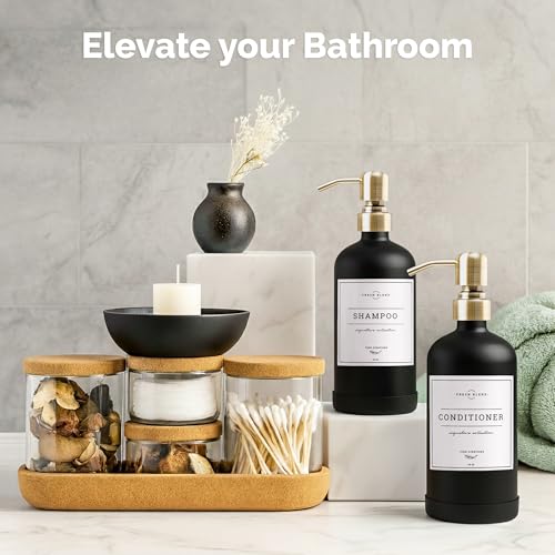 Vine Creations Black Glass Soap Dispenser, 2 Pack Kitchen Soap Dispenser Set with Stainless Steel Pump, 16 oz Dish Soap and Hand Soap Dispensers for Bathroom with Waterproof Labels - Image 4