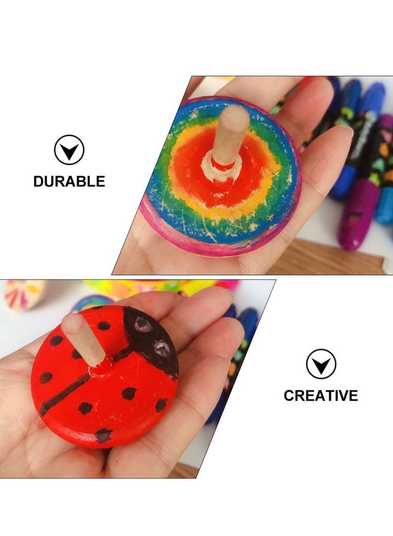 Zikra Wooden Spinning Top Unfinished Wood Tops Craft Gyroscopes Toy for DIY Kids Children Toy Party Favor New Year Gifts (12Pcs) - Image 2